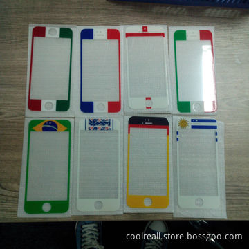 2014 world cup colorful tempered glass screen protector/guard/film for Apple iPhone